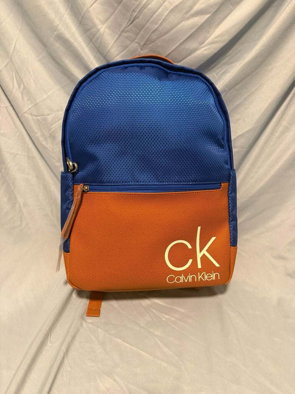 Calvin Klein Blue and Orange Basketball Textures Backpack with CK Logo